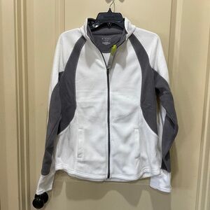 Tel Gear Ladies White/Grey Fleece Running Jacket - sz L - NWT